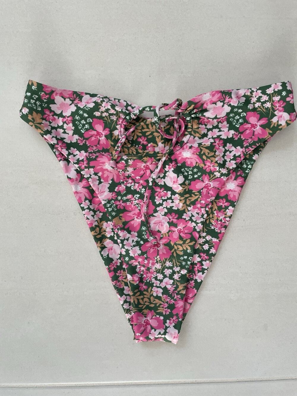 Aila Blue Swim Women S Bikini Bottom High Waist Beach Summer Retro Floral Azalea